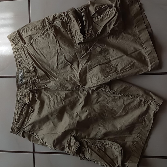 Champs Sports BNWOT Men's Cargo Shorts Camel Tan w Beige Stripe Button Fly SZ 36 - Picture 2 of 14